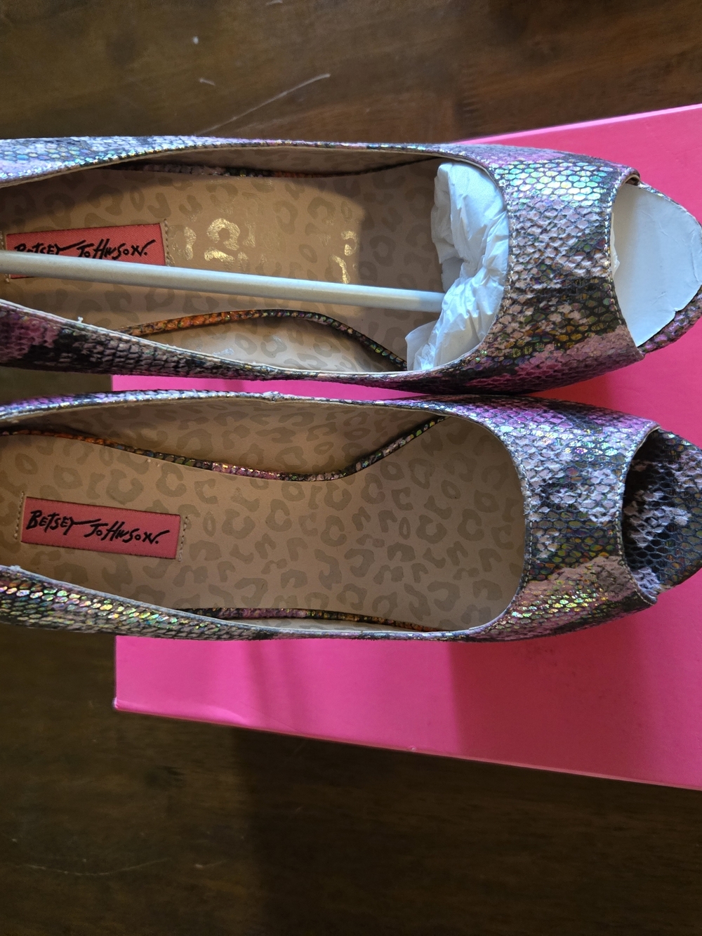 Betsey Johnson Bridgitt Metallic Multi-Color Snakeskin Platform Pumps - Picture 5 of 6